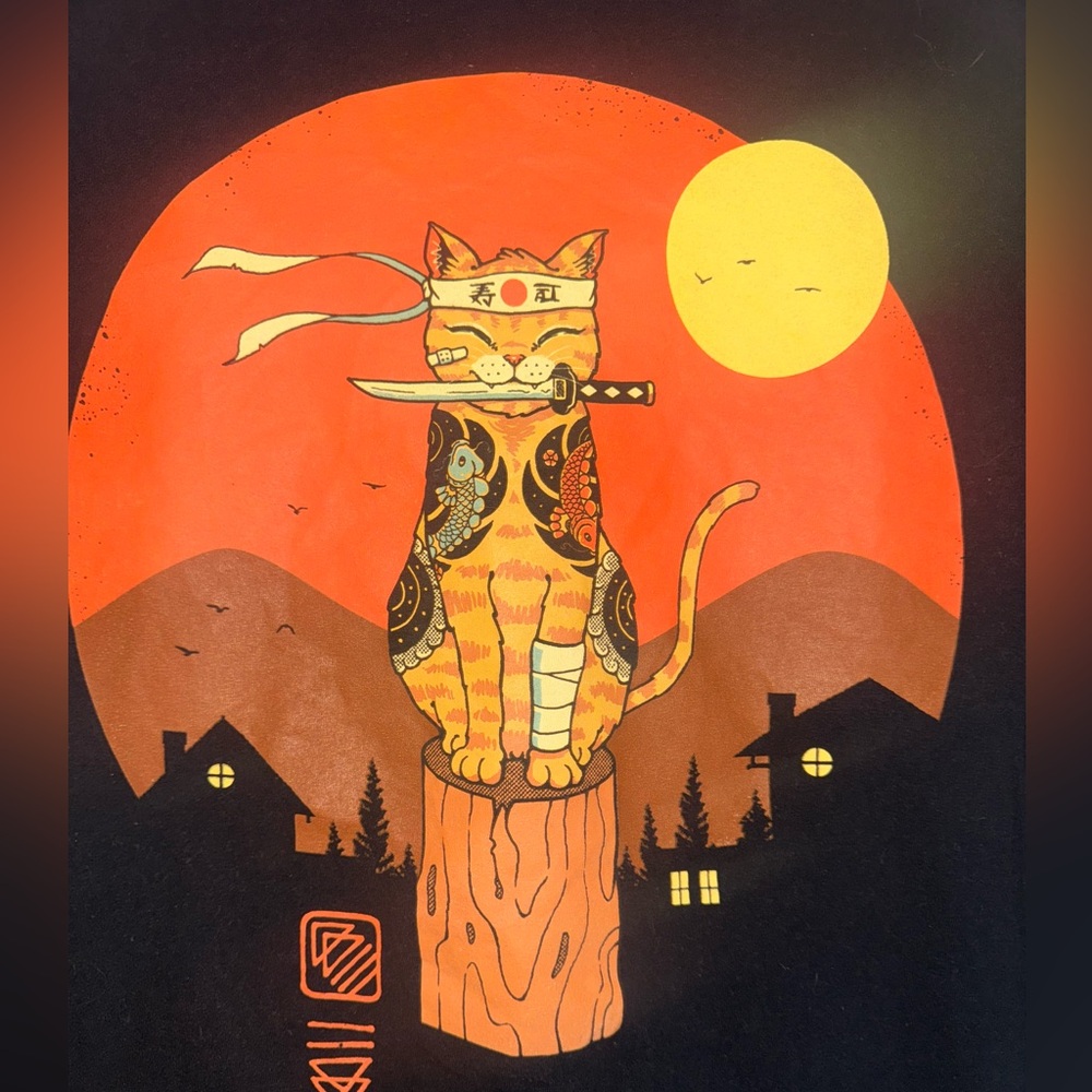 Threadless Black T-Shirt With Cat by Vincent Trinidad - Picture 2 of 3